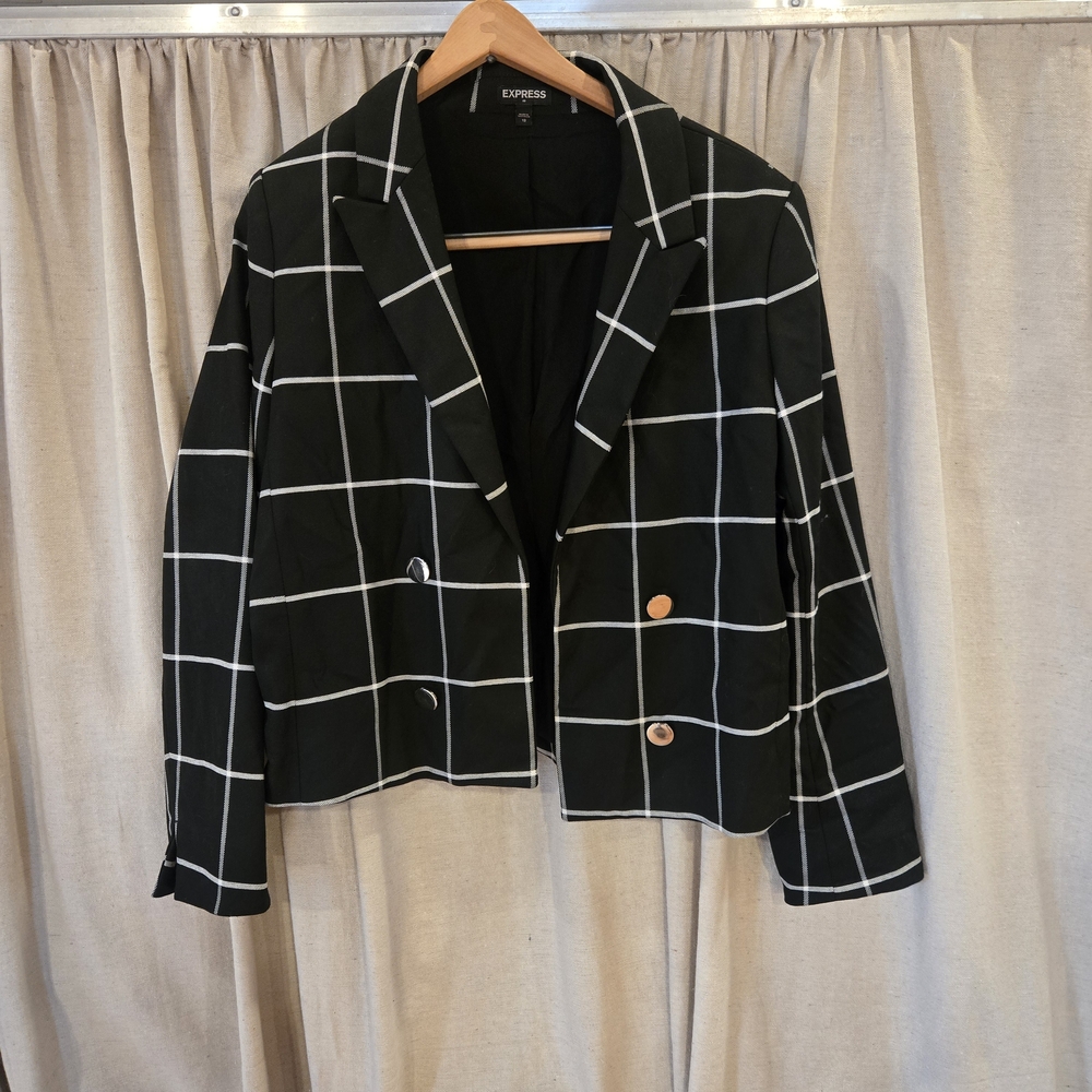 Express Women's Checkered Black Blazer